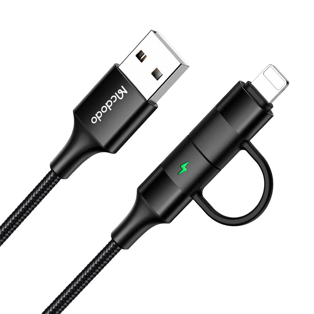 2 in 1 USB-C and Lightning Cable 1.2 Meter with LED