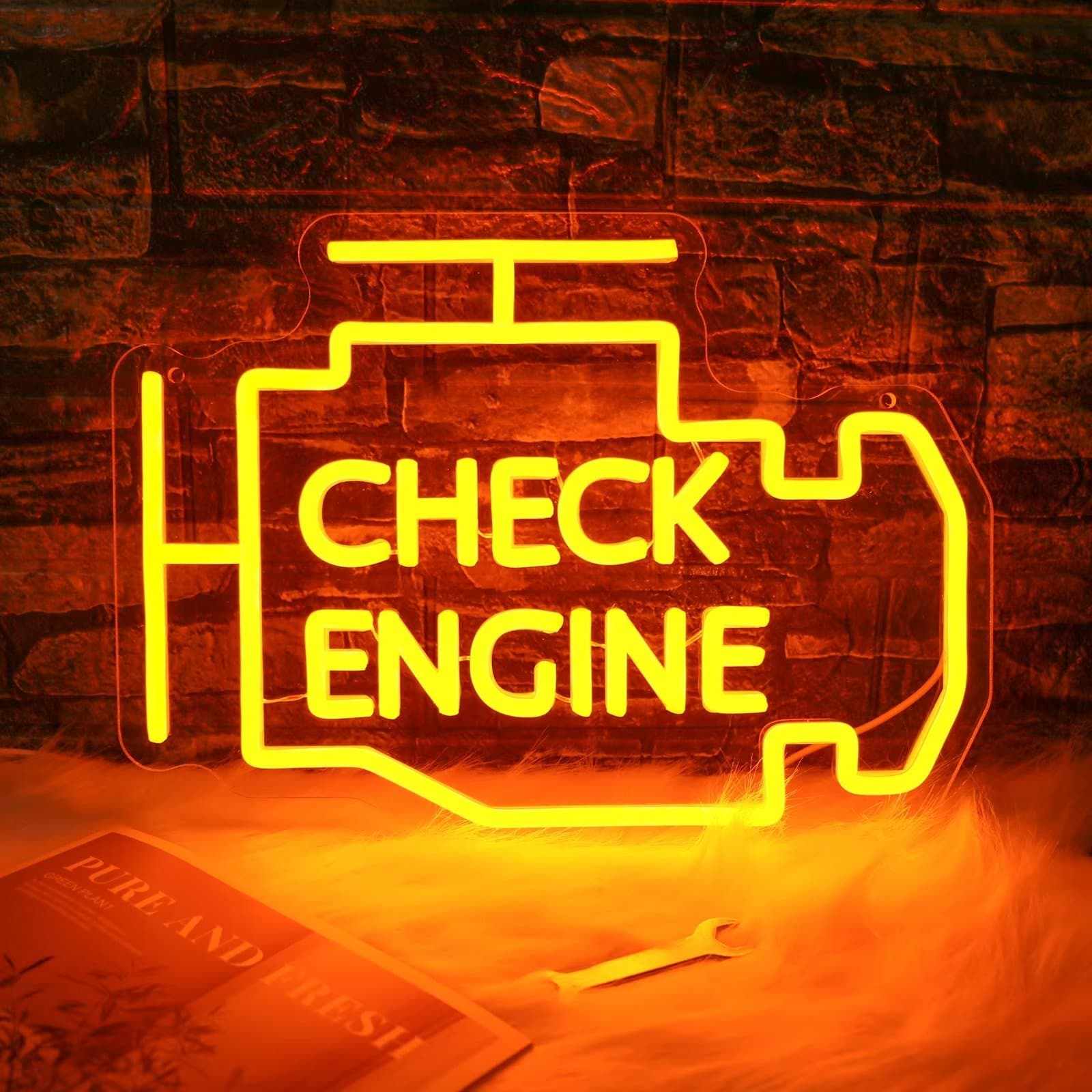 Neon Check Engine Light 35cm x 25cm USB Powered
