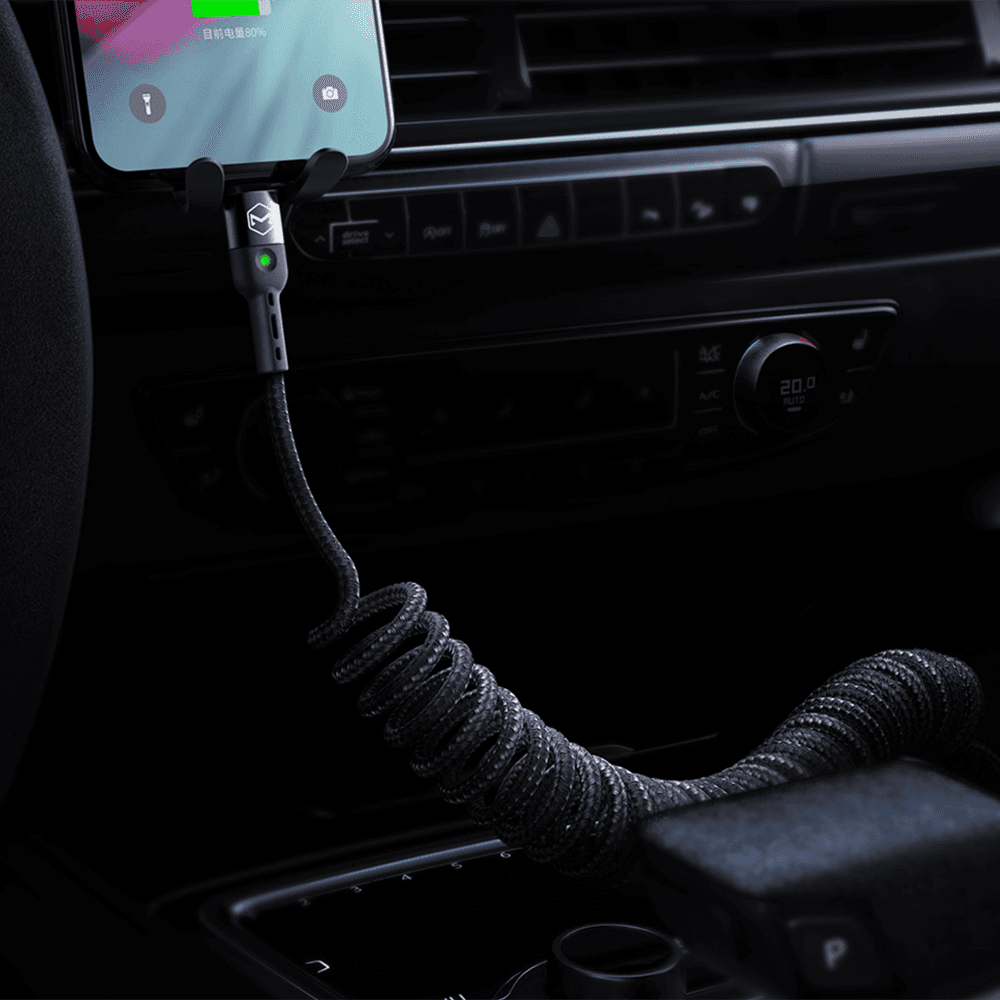 USB-C Nylon Braided Spiral Coiled Cable 1.8 Meter